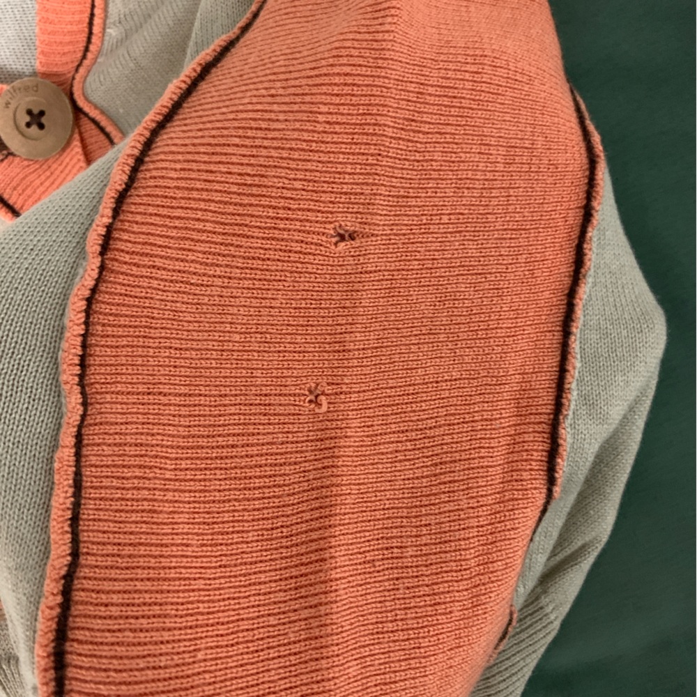 🍀5 for $25🍀 Wilfred Orange and Beige V-Neck Cardigan - Picture 6 of 8